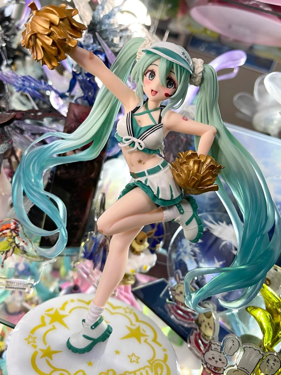 EZ 18cm Fashion Hatsune Miku Anime Figure Cheerleader Hatsune Miku Action Figures Kawaii Girl Figurine PVC Collection Model Toys