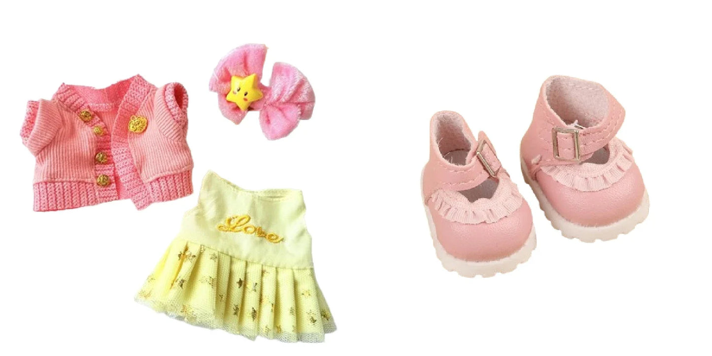 EZ 15/17cm Labubu Doll Clothes Trendy Purple/Pink Dress Set Fashion Accessories For Ropa Labubu