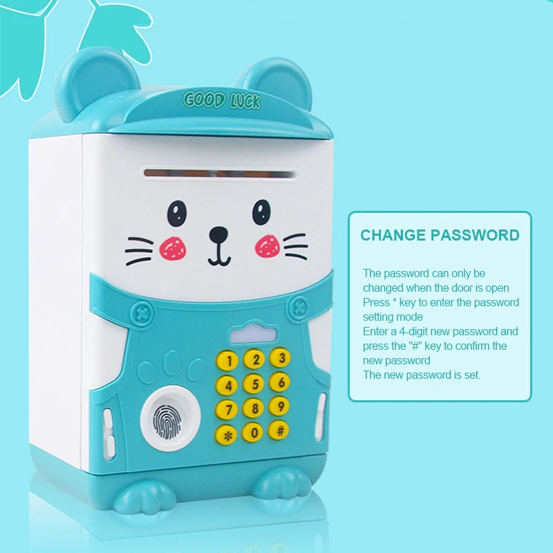 EZ NEW Cartoon ATM Cash Saving Box Money Bank Toy For Kids Electronic Large Money Box Savings Password Digital Fingerprint Unlock