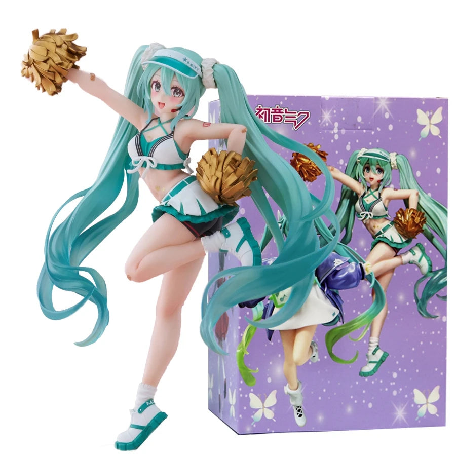 EZ 18cm Fashion Hatsune Miku Anime Figure Cheerleader Hatsune Miku Action Figures Kawaii Girl Figurine PVC Collection Model Toys