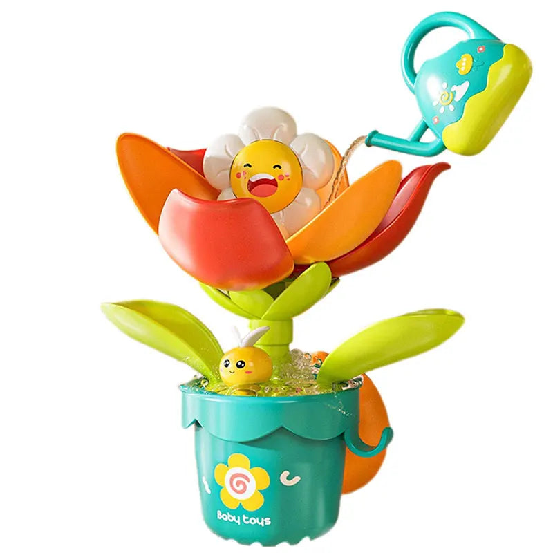EZ Duck/Flower Shape Baby Bath Toy Play Water in Lion Waterwheel Children Fun in Shower Bathtub with Suction Cup in Kid Gift