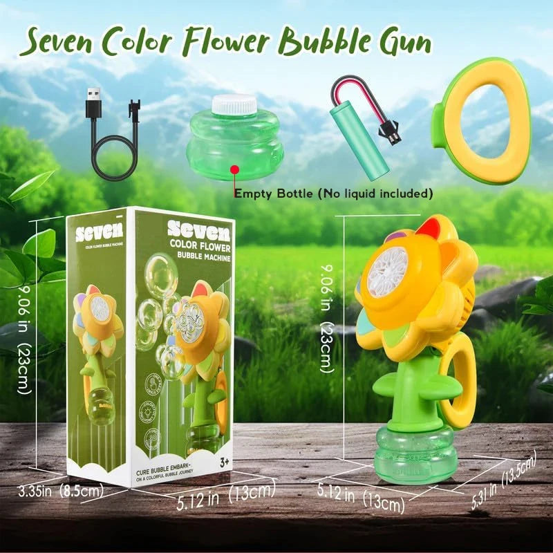 EZ Sunflower Bubble Machine for Kids Automatic Flower Bubble Toy with Light for Toddlers Bubble Maker Blower for Kids Outdoor Toys