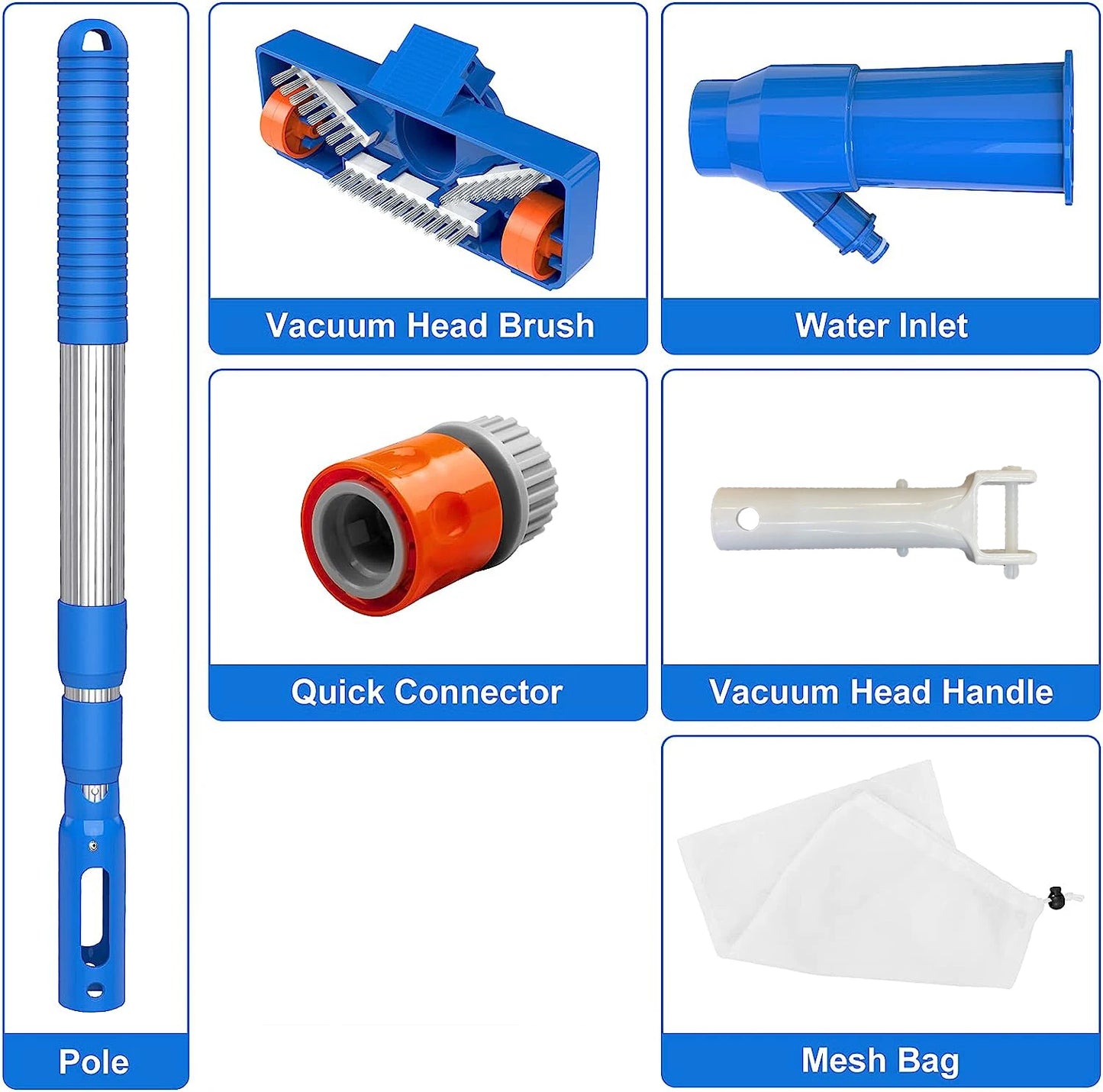 EZ Upgrade 40" Portable Pool Vacuum Cleaner,Pool Underwater Vacuum Jet Cleaner w/Brush