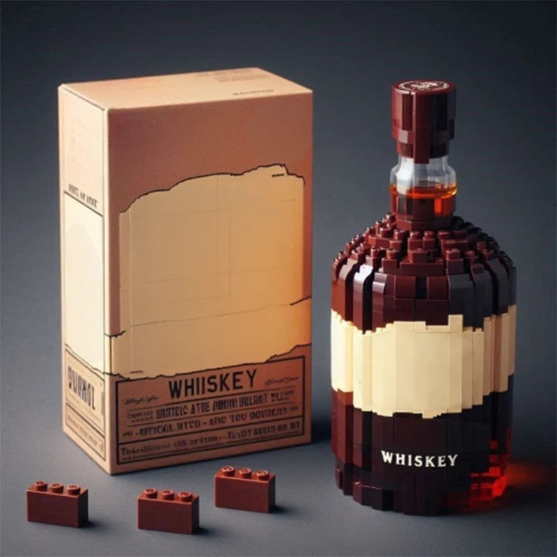 EZ 2025 NEW Building blocks whiskey bottle imported wine bottle decor set advanced wine cultural brick toy gift give friends