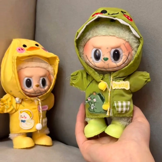 EZ Mini Doll'S Clothes Outfit Accessories For Ropa Labubu Idol doll Raincoat short rain boots rain shoes Clothing Gift