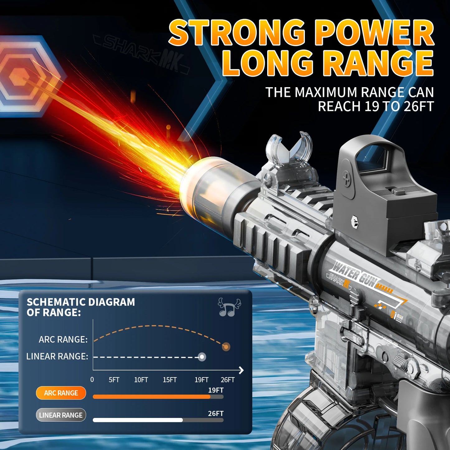 EZ New M416 Electric Water Gun With light Sprays Flame Effect Continuously High-pressure High-speed Powerful Outdoor Water Gun Toys