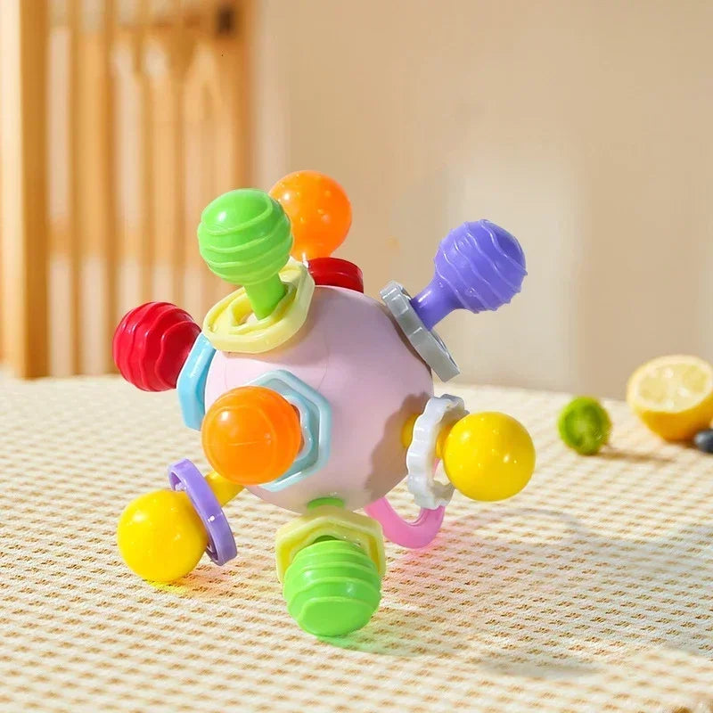 EZ Manhattan Round Ball Soft Silicone Hand Grab Ball Rattle Infantil Chewable Toddler Teeth Soothing Baby Sensory Toy Newborn Gift