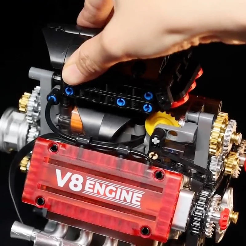 EZ V8 Engine Motorized Simulation Brick Model Electrically Drive Building Blocks Technical Car Parts Creative Toys Gifts Kids Adult
