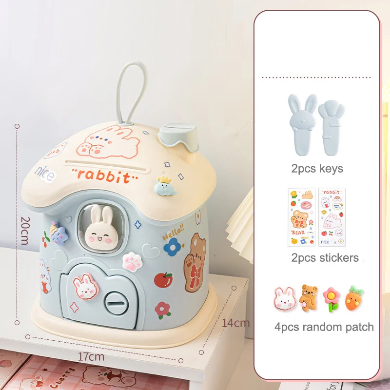 EZ Kids Creative DIY Money Banking Toys Piggy Bank Money Saving Pot Coin Banks Coin Box With Lock Key Christmas Gift Toy For Girl