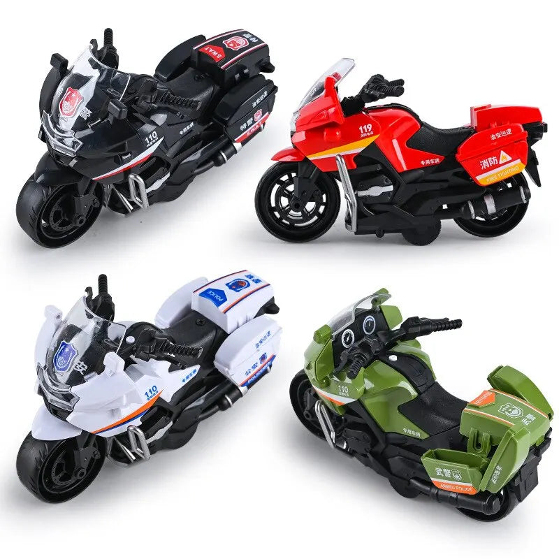 EZ 1Pc Children Inertia Motorcycle Swat Fire Boys Random Style Toy Car Inertial City Service Motorcycle