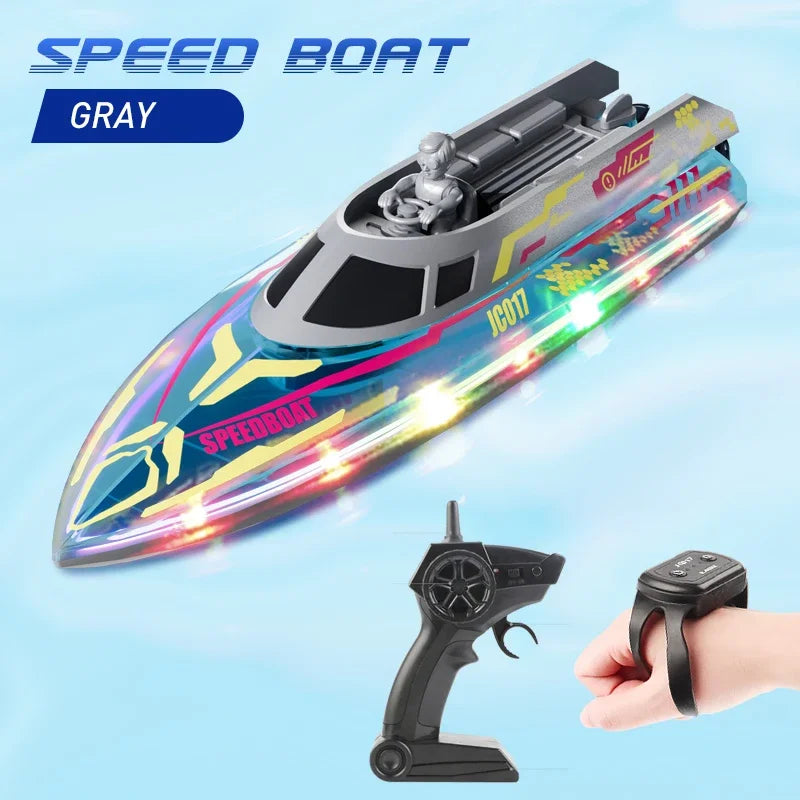 EZ 2.4G Remote Control Boat Children Toy Electric Stunt Speedboat with Lights High Speed RC Race Boat Yacht Electric Ship Water Toy