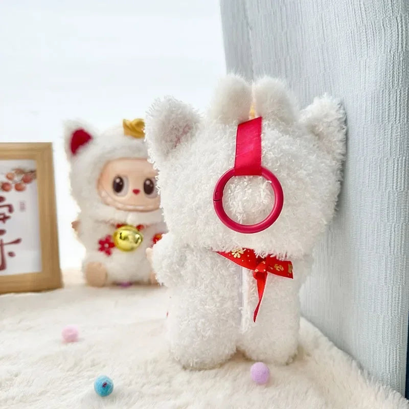 EZ 17 Cm Labubu Clothes Pendant Labubu Sitting Baby Clothes Lucky Cat  Set  Dolls Accessories Labubu Outfit