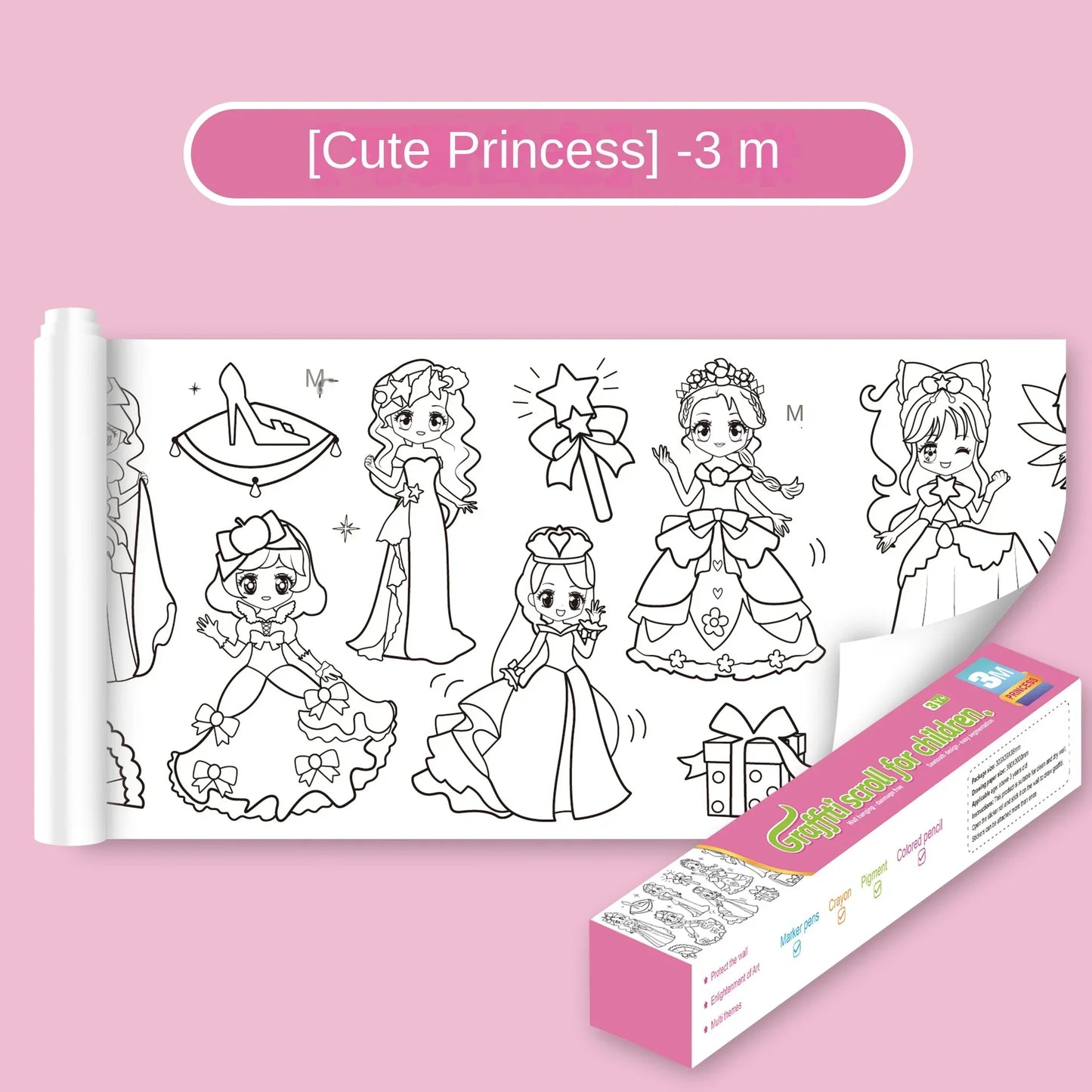 EZ 3 Meters Children Montessori Toys Early Educational Graffiti Drawing Roll DIY Self Adhesive Kids Learning Paint Coloring Scroll