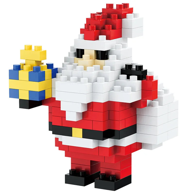 EZ Christmas Gifts Micro Building Block DIY Domino Game Santa Claus Reindeer Holiday Puzzle Assembling Bricks Table Decoration Toys