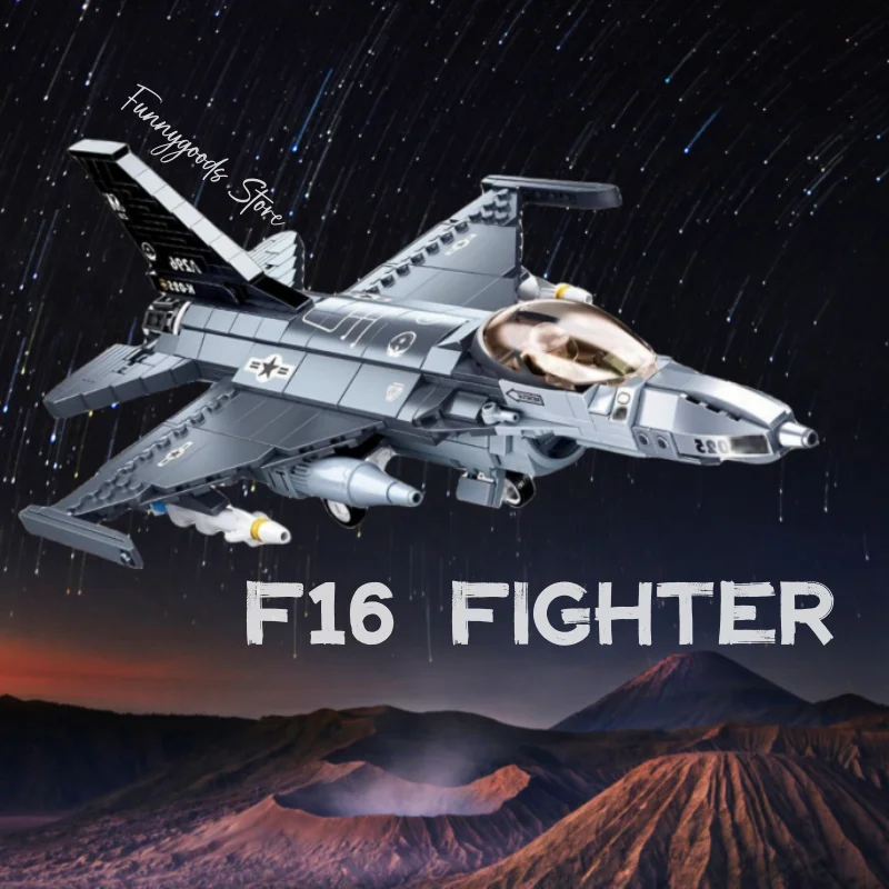 EZ Get Your Own F16 Fighter with 521pcs - Military Series Model Building Blocks Kit - Perfect Gift For Christmas Thanksgiving
