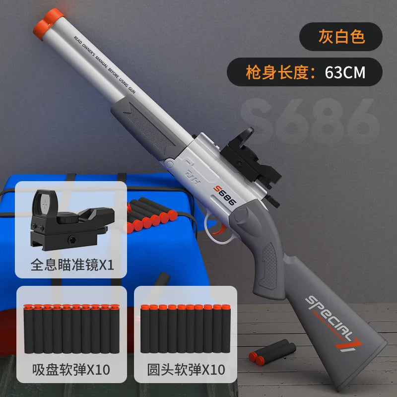 EZ Kids Toy Gun S686 Rifle Double Barreled Outdoor Sports Game Pistola for Kids Gift