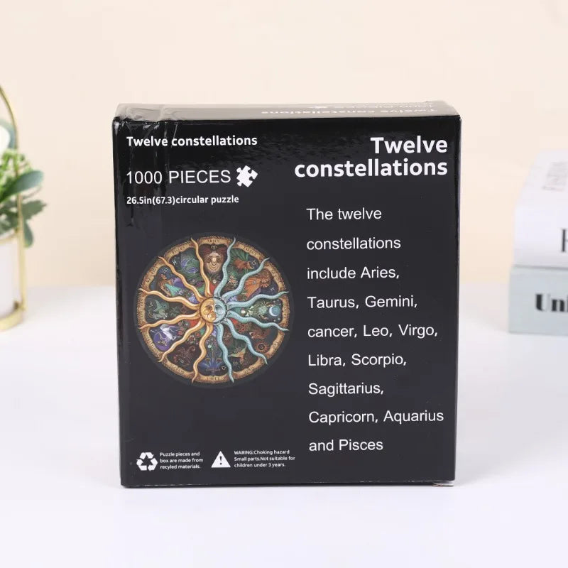 EZ Adult Round Puzzle 1000 Pieces 12 constellations Challenge Games Learning Educational Puzzle Toys Moon Puzzle Space Flat Puzzle