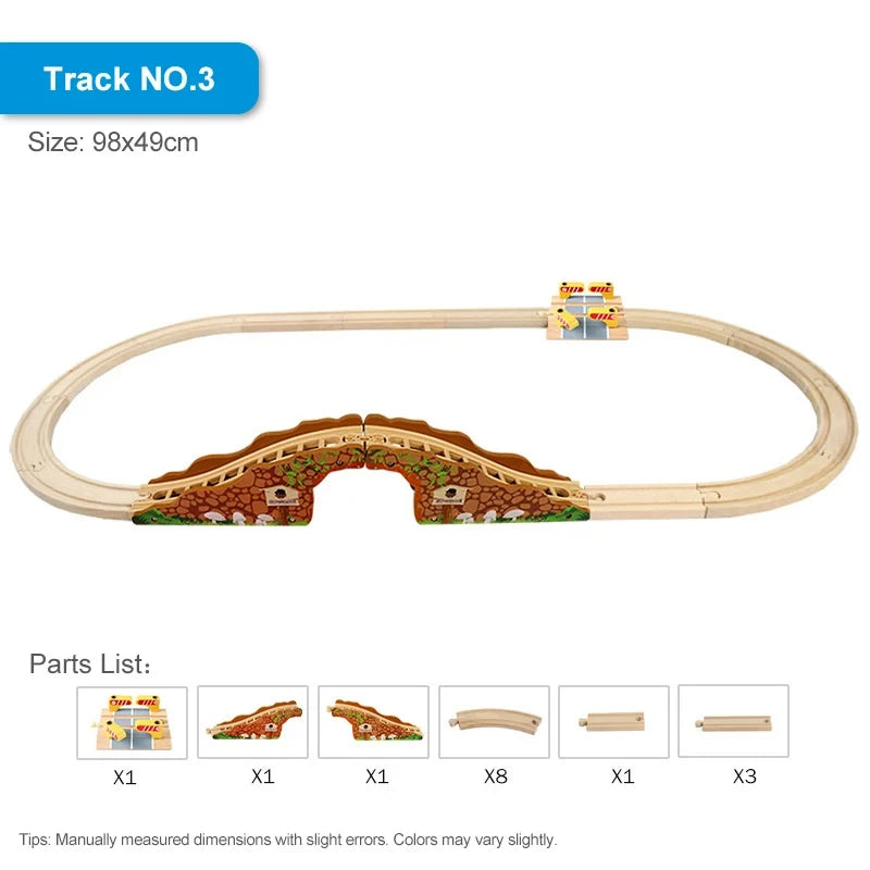 EZ NEW Wooden Train Track Accessories Toys Train Railway Compatible with All Brands Trains Ring Track Circular Orbit Assemble Gifts