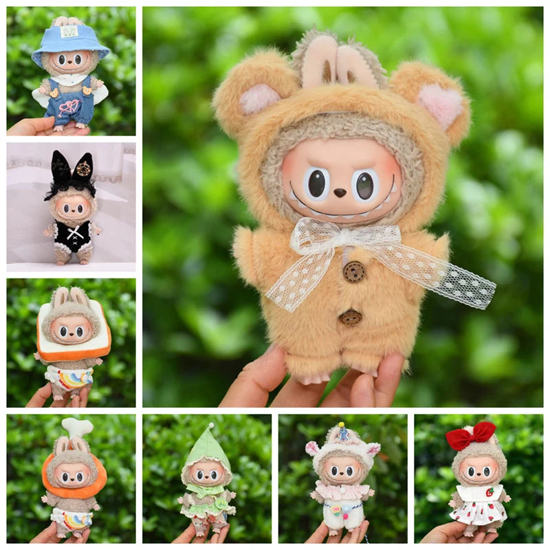 EZ 17cm Kawaii Mini Plush Doll'S Clothes Outfit Accessories For Korea Kpop Exo Labubu Idol Dolls Skirt Hood Clothing DIY Kids Gift