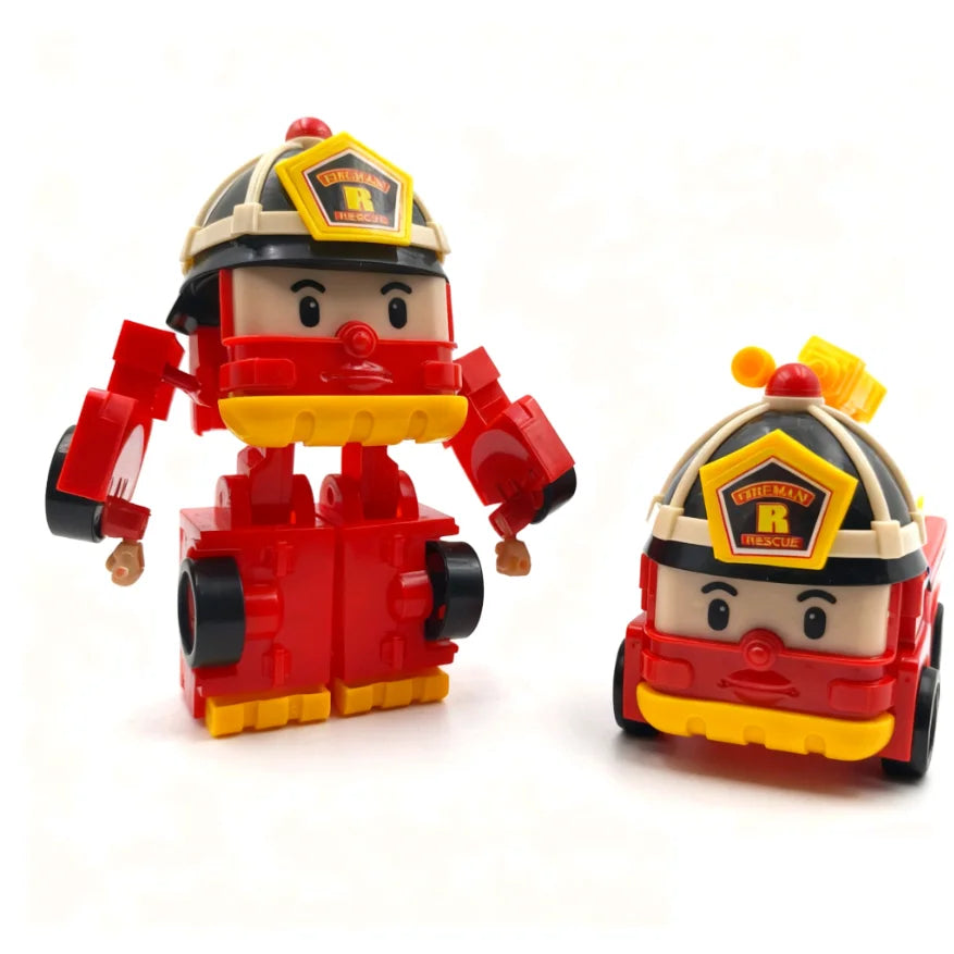 EZ 6pcs/set Cartoon Robocar Poli Action Figures Transformation Anime Hand Deformation Car Model Airplane Gift Toys Robots For