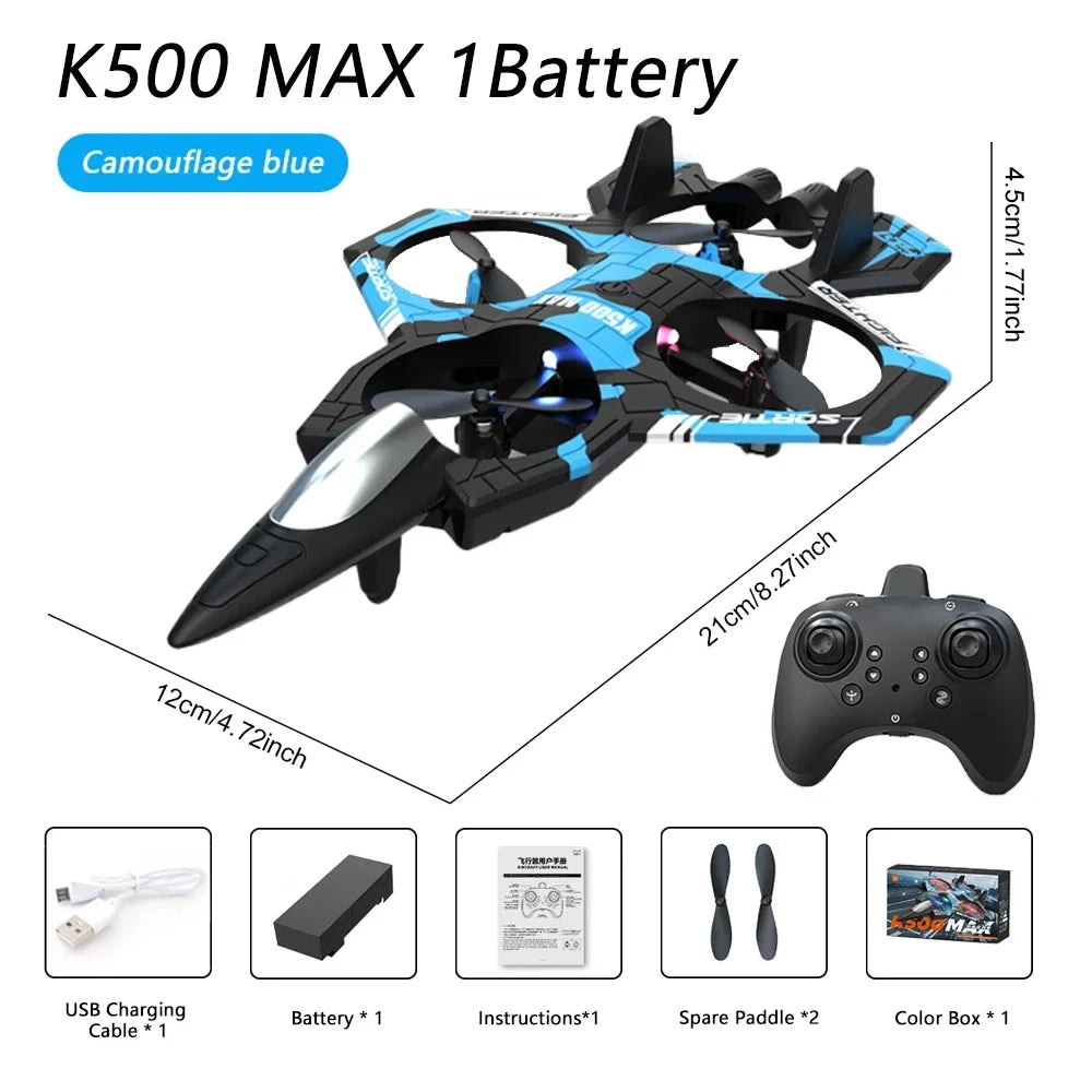 EZ K500 MAX RC Plane Fighter 2.4G Remote Control Stunt Glider 360 ° Rolling Flight Flying EPP Foam Airplane with LED Toys for Kids