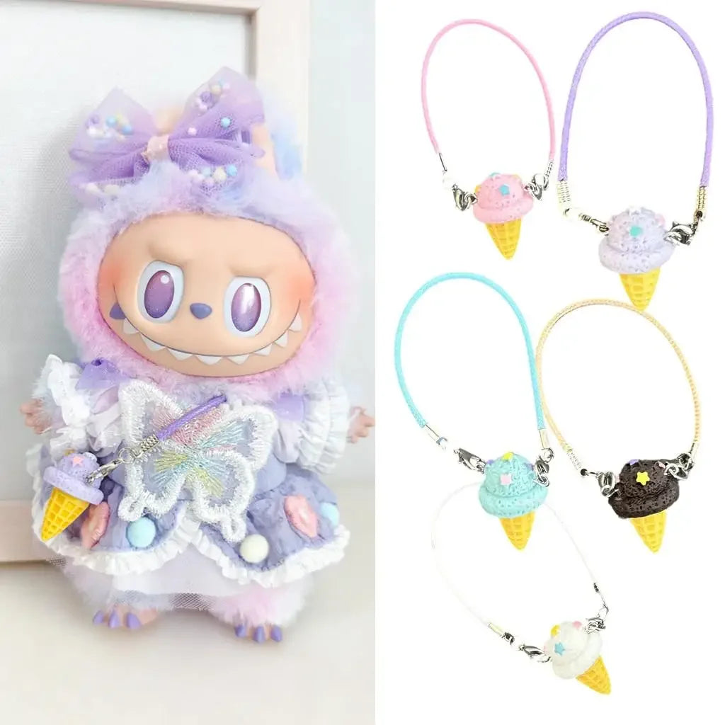 EZ For 17cm 3.0 labubu v1/v2/v3 Mini Ice Cream Bag  Bear Rose Accessories Doll House Accessories Bag Hanging（No dolls）