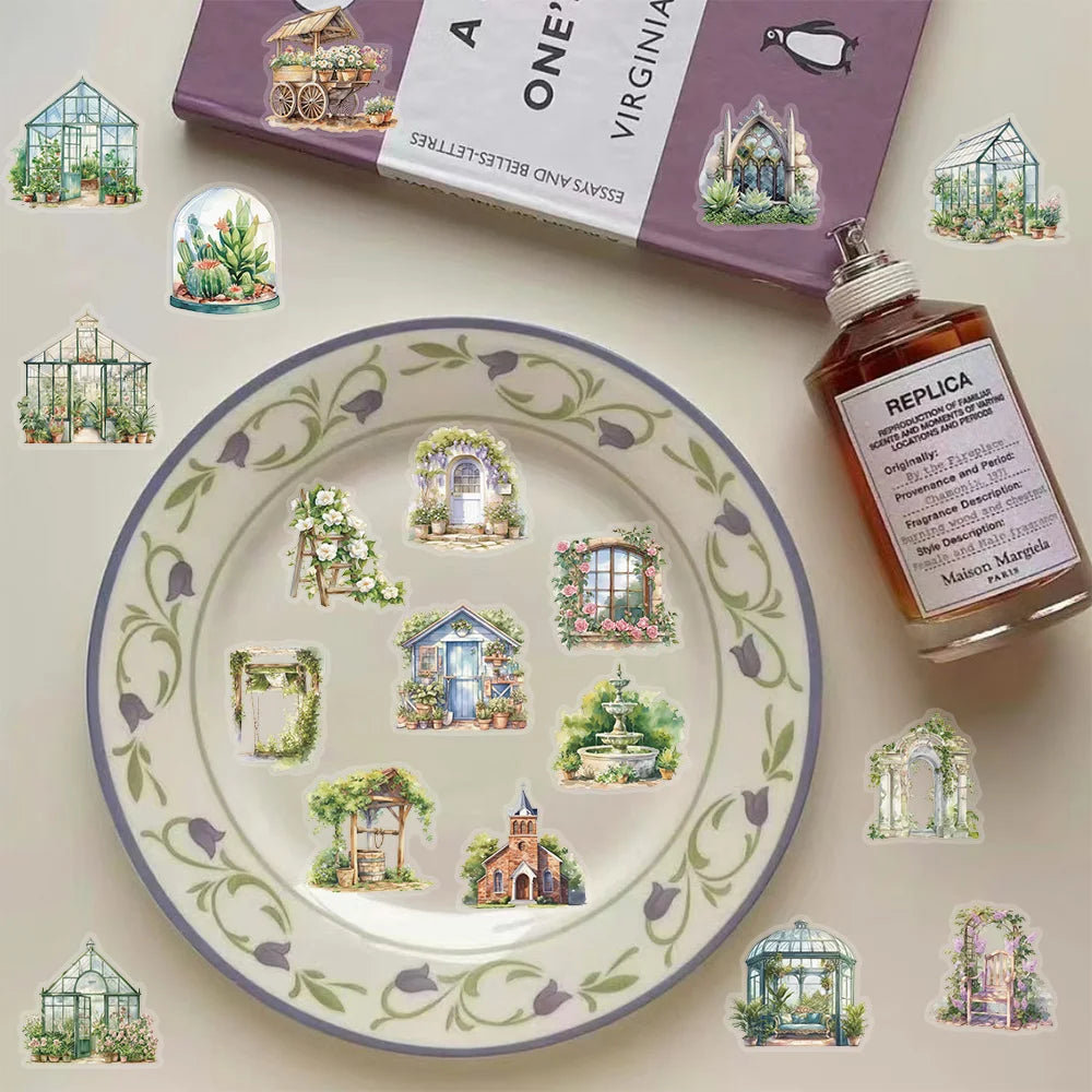 EZ 50PCS Flower Field Cottage Cartoon Stickers DIY Scrapbooking Guitar Snowboard Motorcycle Luggage Toy PET Sticker