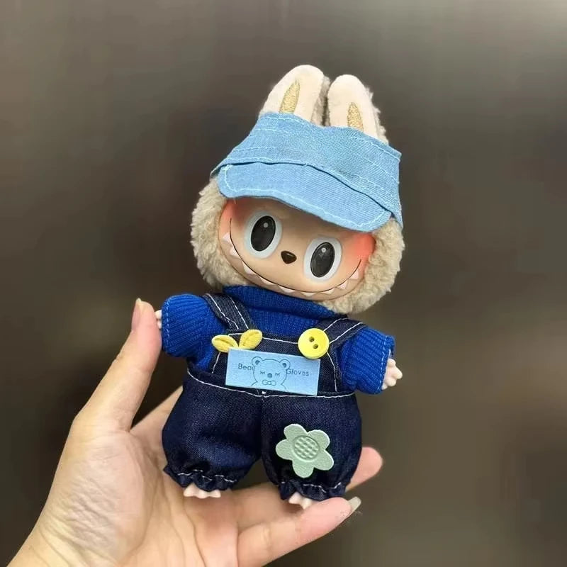 EZ Mini Plush Doll'S Clothes Outfit Accessories For Korea Kpop Exo 15-17cm Labubu Idol Overalls set Clothing Gift