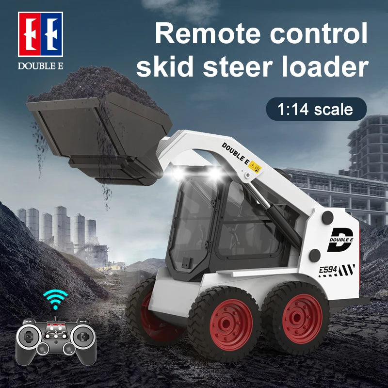 EZ RC Excavator Double E E594 1:14 2.4G Remote control Truck Slip Loader Digging Bucket 360 Rotation High Low Speed Engineer Toy