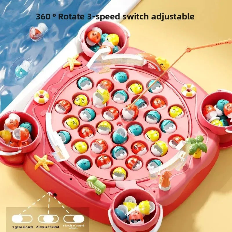EZ Kids Magnetic Fishing Play for Children Electric Fishing Toy Have Music Spinning Game Fish Rod Education Baby 3 Year Gifts