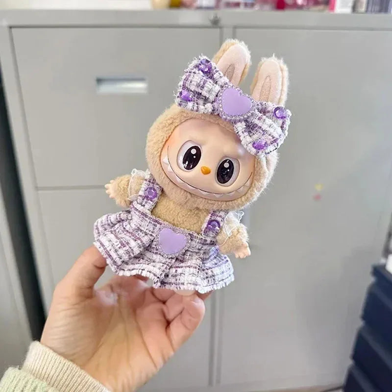 EZ Cute Labubu Doll Clothes Outfit Accessories Classic Dress Set for 17CM V2 Mini Dolls Clothing Girl Kid Gift Labubu Ropa