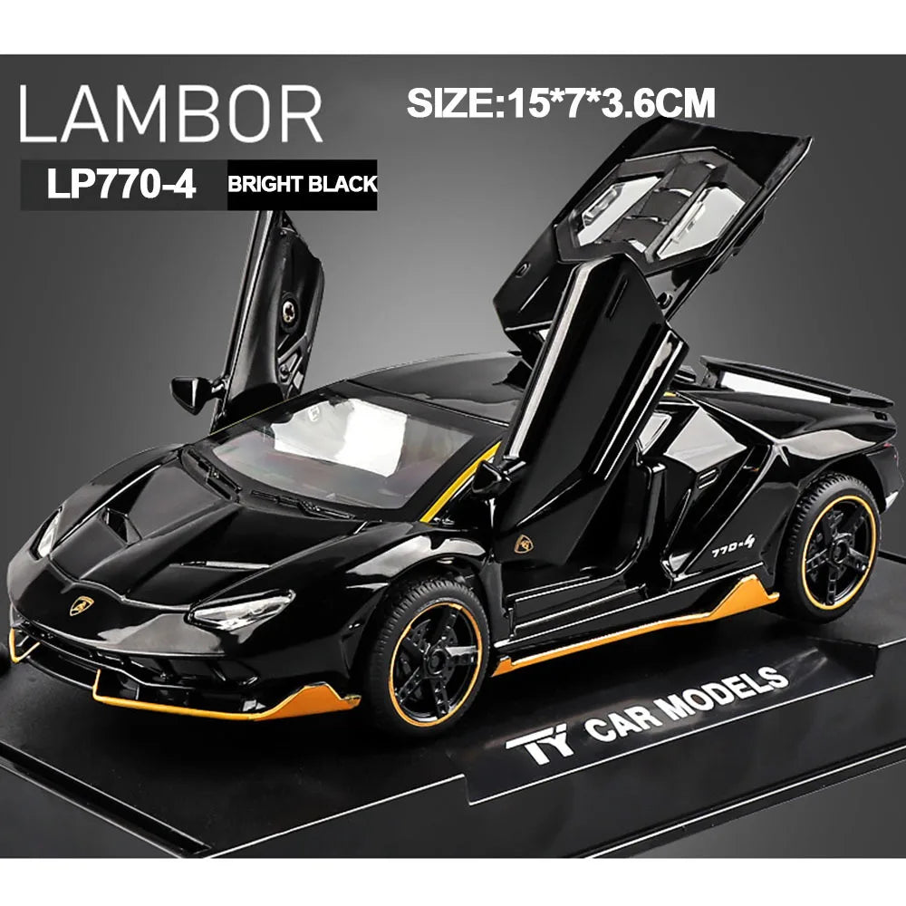 EZ 1/32 Cars Toys Auto To Scale Lambor LP770 Diecast Model Cars Alloy Autos Toys Gift for Boys Pull Back Light Music Kids Car