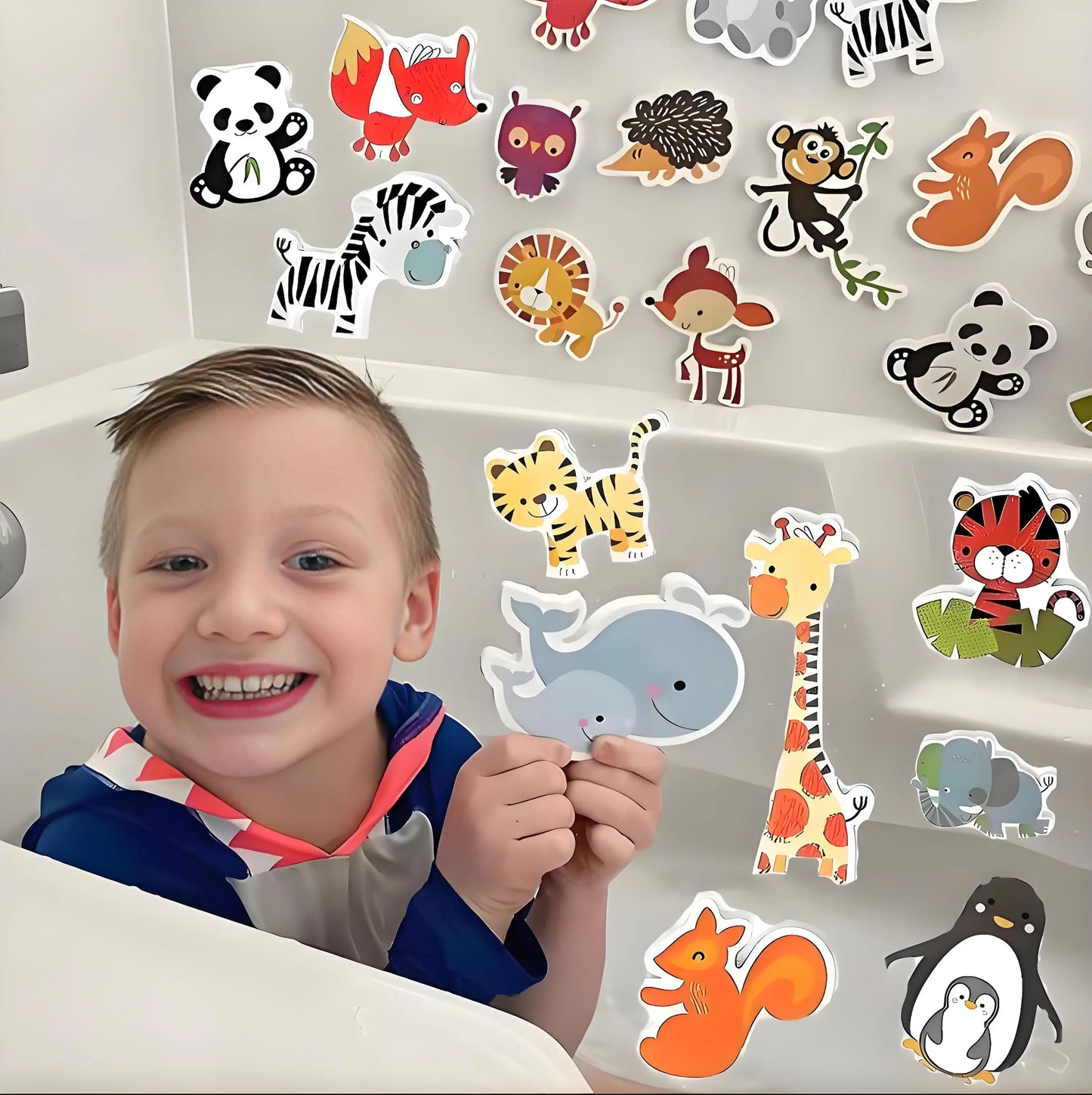 EZ Baby Toy Animal Bath Toys for Kids Soft EVA Paste Bathroom Toys Animal Cognitive Floating Water Toys for Boys Girls 2 to 4 Years