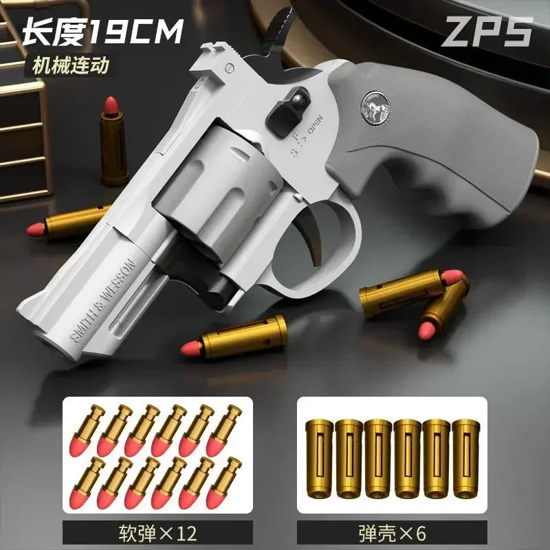 EZ Csnoobs ZP5 357 Revolver Mechanical Continuous Firing Toy Gun Automatic Pistol Soft Dart Bullet CS Outdoor Weapon for Kid Adult