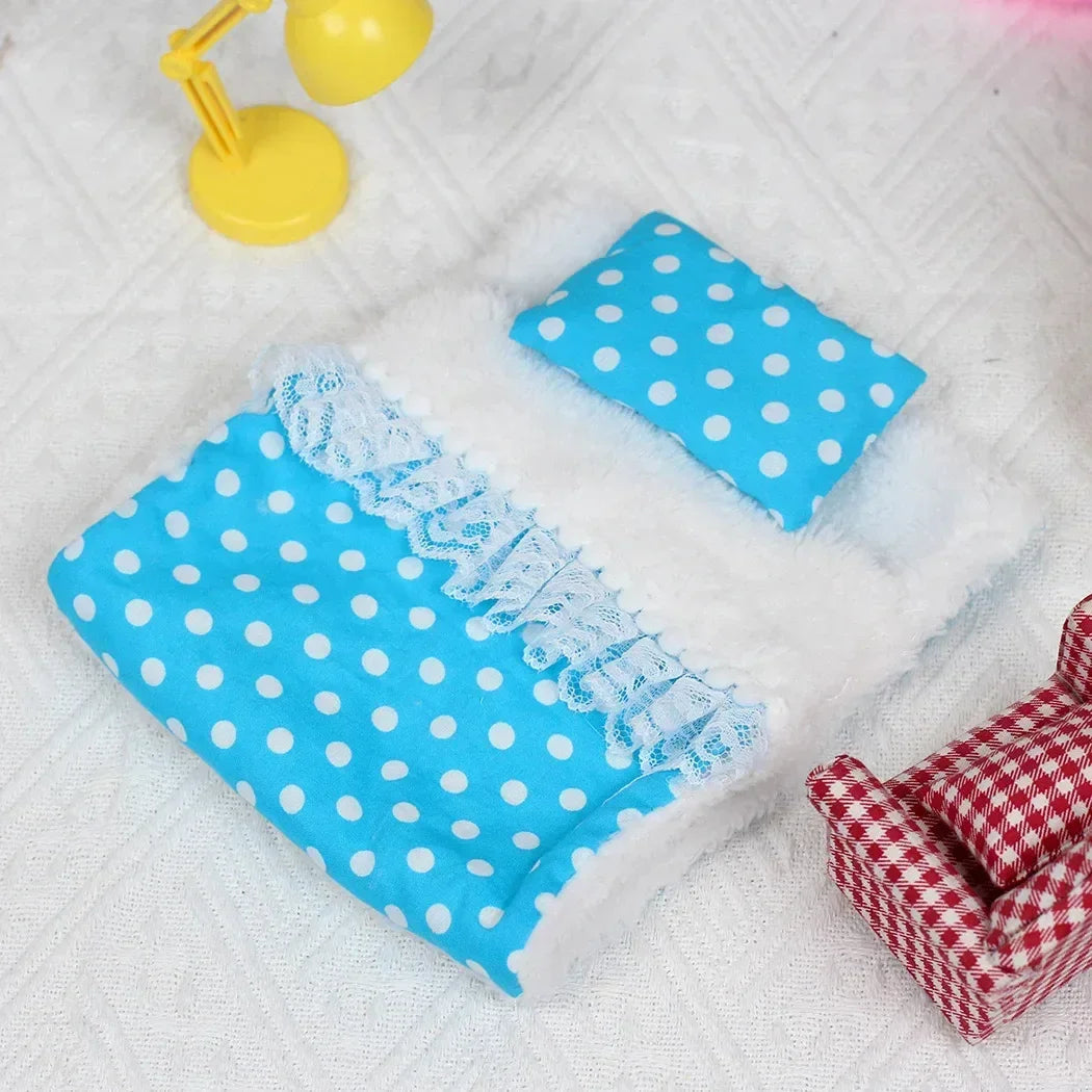 EZ Ropa Labubu For 15/17cm Labubu Doll Quilt and Pajama Set Three-piece Set Cosy Baby Bed Home Warmth Toy Girl Gift