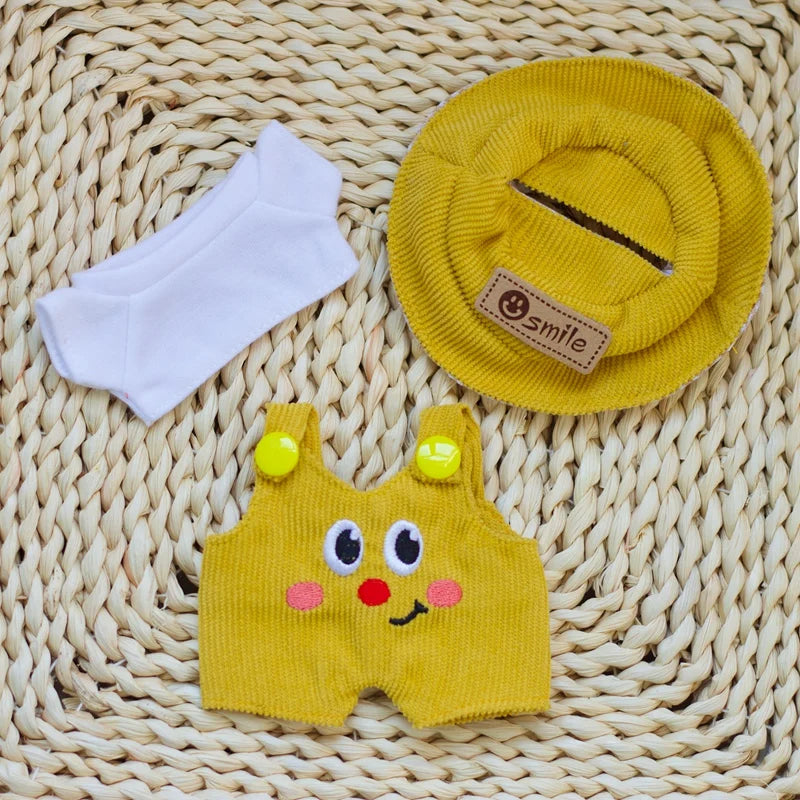 EZ 17cm Labubu Doll Fashion Set Cute White Shirt Hat Animal Overalls Doll Accessories Clothing Set Change Doll Clothes Gift