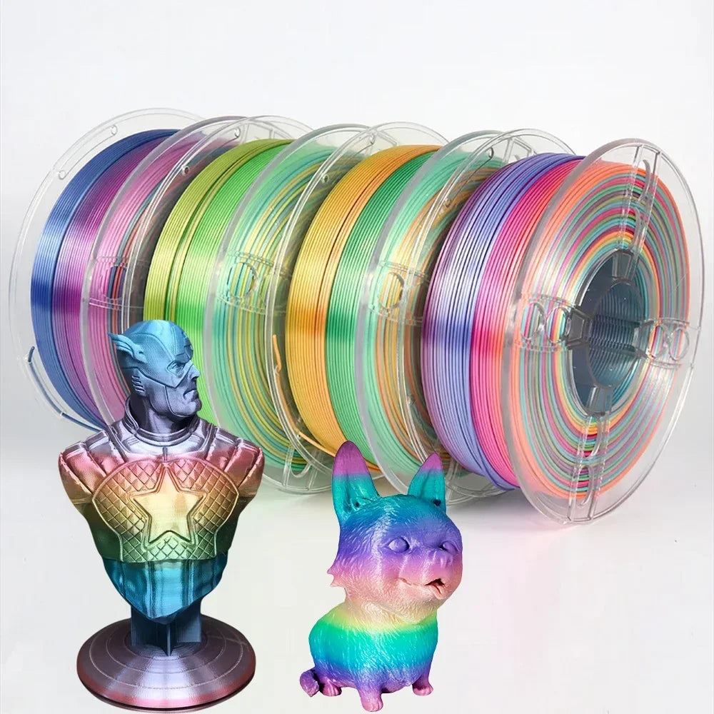 EZ 3D Printer Filament Rainbow Silk PLA 1.75mm Dual/Triple Gradient Extrudeuse Filament 3D Printing Material 250/200g