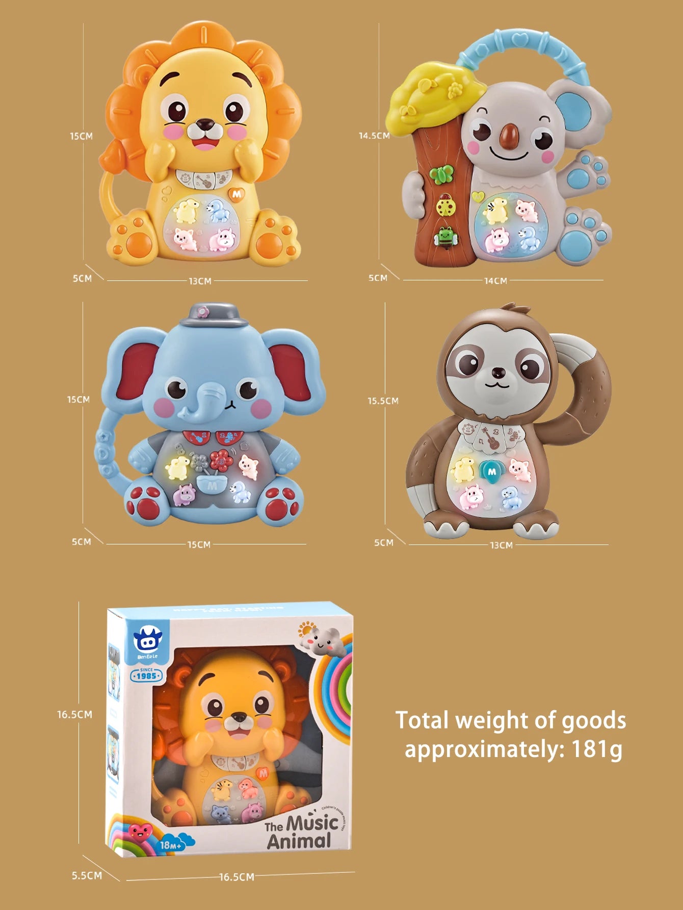 EZ Cartoon Animal Electronic Keyboard, Lighting Music Piano Multi-mode Sound Effect Switching, Puzzle Early Education Toys for 3+