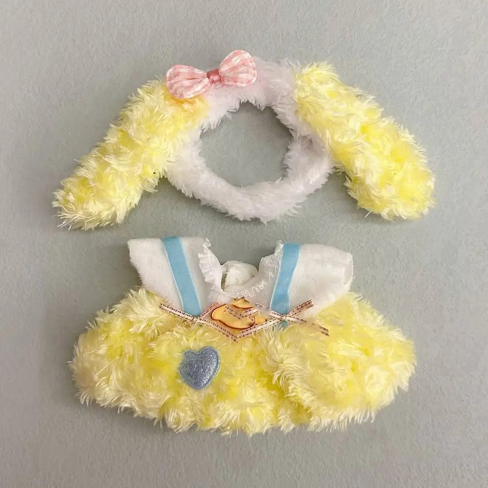 EZ 20cm Cotton Doll Lovely Princess Dresses Plush Dolls Clothes Dresses Skirt Decoration Skirt With Cartoon Headband Accessories