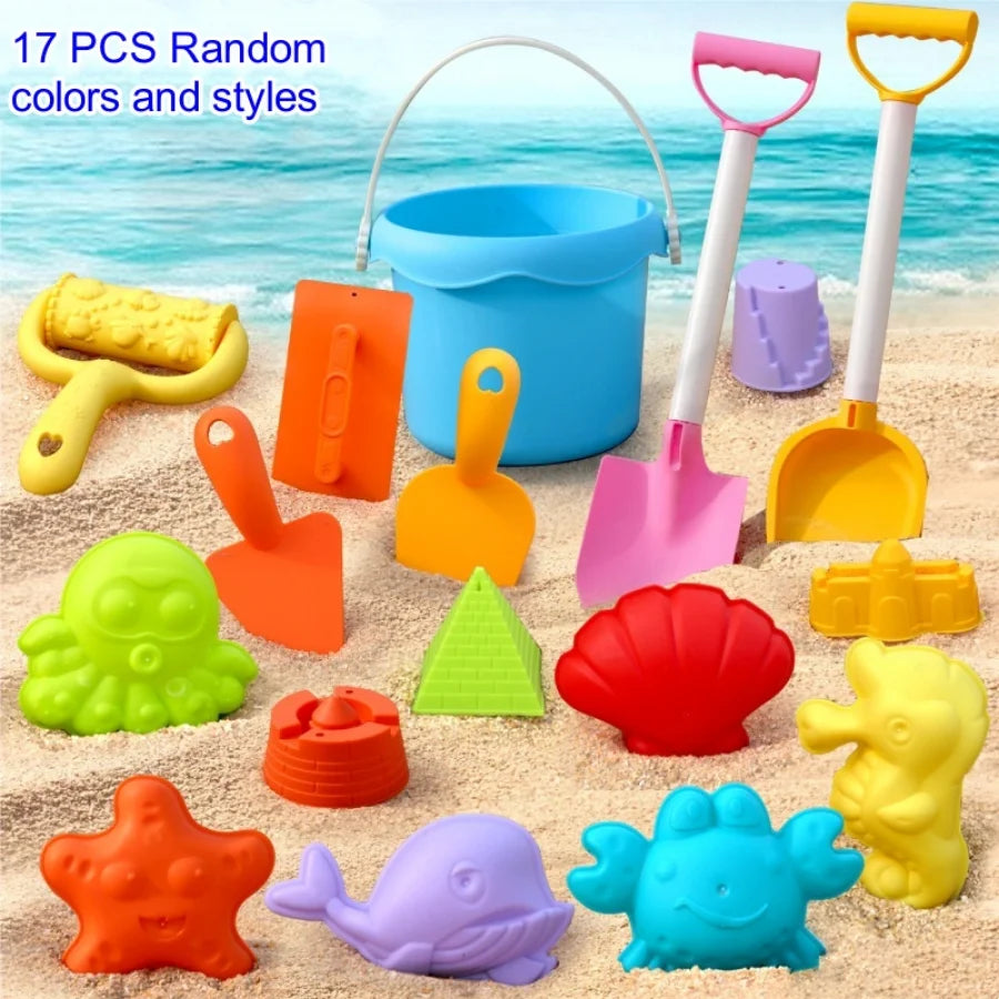 EZ Children's Beach Toy Set, ATV, Sand Digging and Water Toy, Beach Bucket, Hourglass, Shovel, Beach Sand Play Tool Random Colors