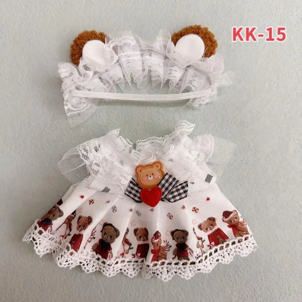 EZ 20cm Plush Doll'S Clothes Outfit Accessories For Korea Kpop Exo Labubu Idol Dolls Lolita set cute little princess skirt Clothing
