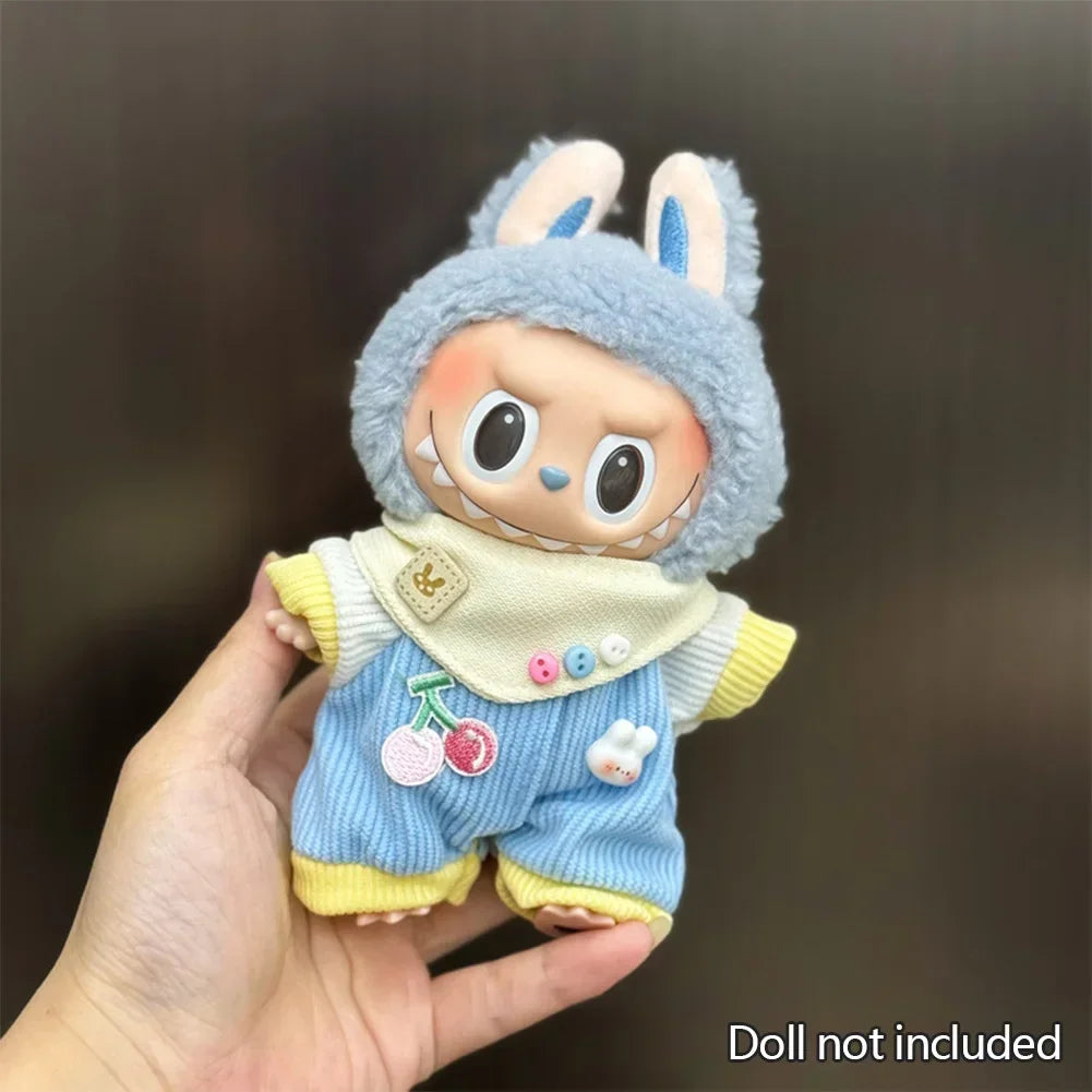 EZ Mini Plush Doll'S Clothes Outfit Accessories For Korea Kpop Exo 15-17cm Labubu Idol Overalls set Clothing Gift