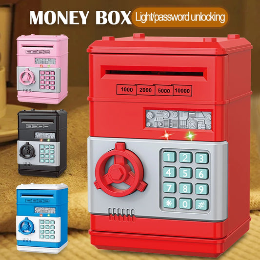 EZ ATM Password Piggy Bank, Electronic Kids Money Bank Coin Can Auto Scroll Paper Money Saving Box Gifts for 3+ Boys and Girls