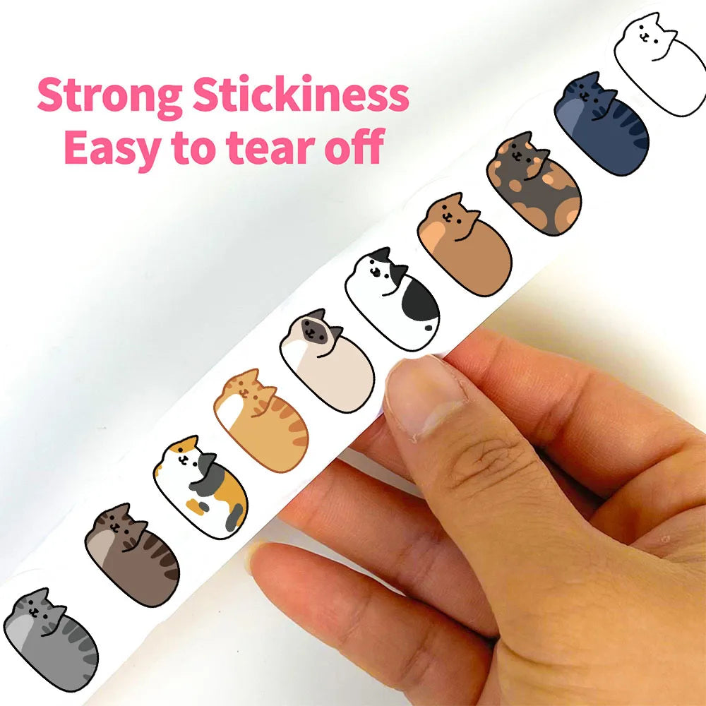 EZ 500PCS Kawaii Cartoon Cat Tuo Tuo Roll Stickers Skateboard Laptop Luggage Skateboard Phone Gift Waterproof Phone Cute Sticker ﻿