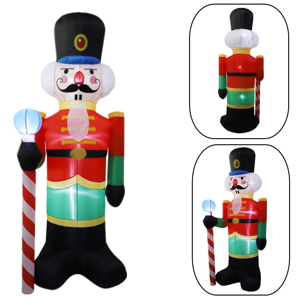 EZ 2.4M Inflatable Nutcracker Soldier built-in LED Light Outdoors Christmas Decorations for Indoor Home Yard Garden Xmas Decoratio