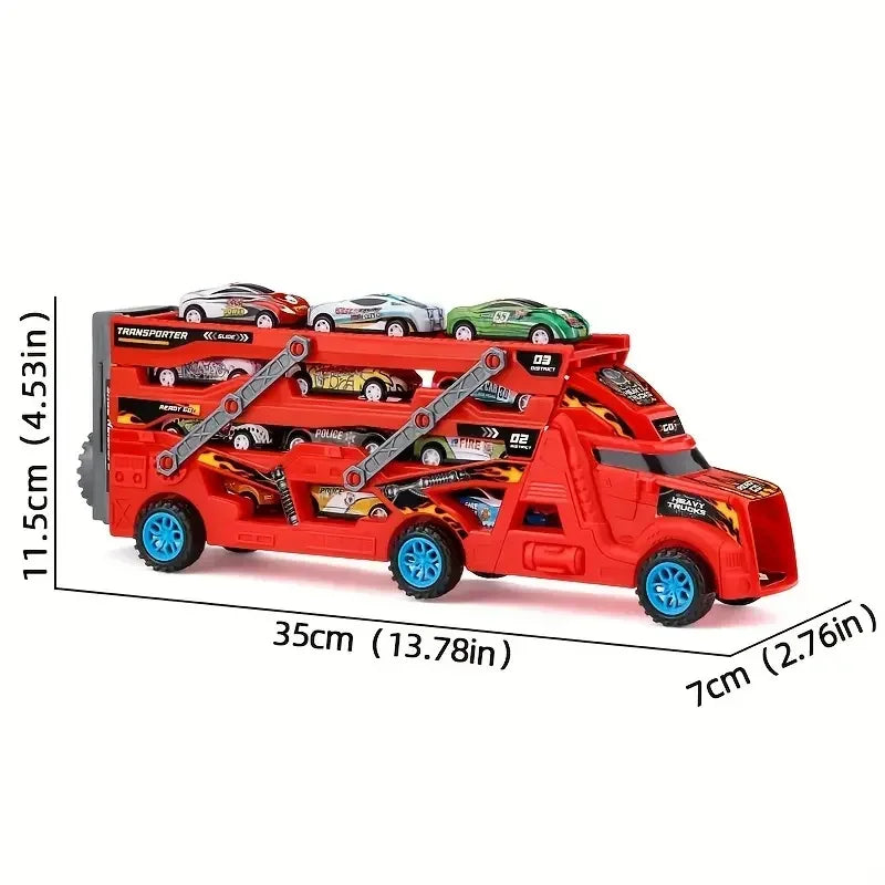 EZ Large Kid Truck Deformation Transporter Car Toys Models Educational Model Folding Track Racing Vehicle Boys Girls Birthday Gift