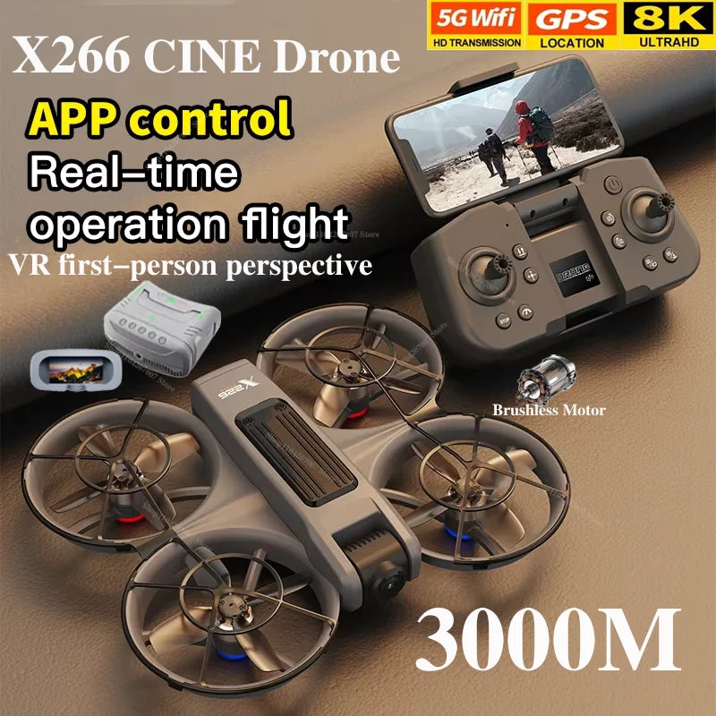 EZ NEW Original X266 Drone WIFI 8K GPS Professional HD Aerial Photography Remote Control Aircraft HD Dual Camera Quadcopter Toy UAV