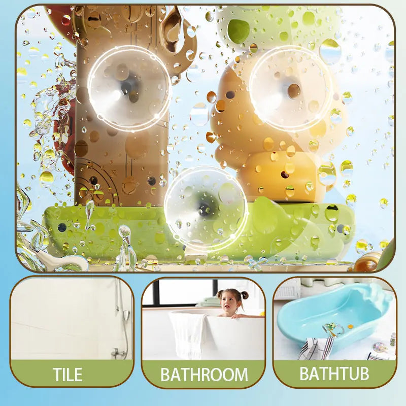 EZ Duck/Flower Shape Baby Bath Toy Play Water in Lion Waterwheel Children Fun in Shower Bathtub with Suction Cup in Kid Gift