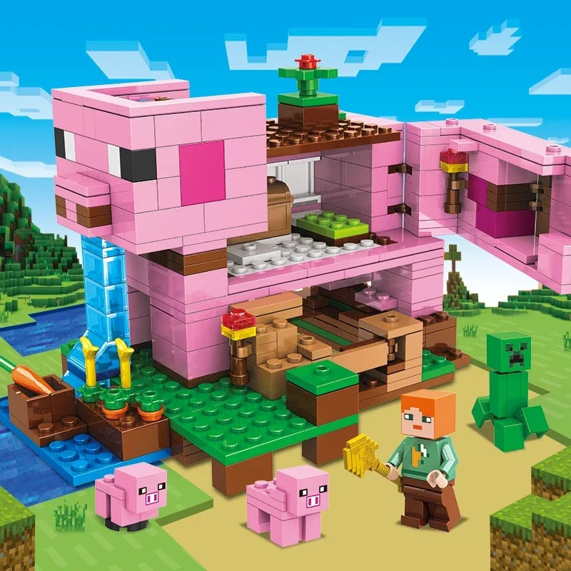 EZ TreeHouse Village Farm Cave Mine Alex Zombie Action Figures Building Blocks Toys Gift for Children