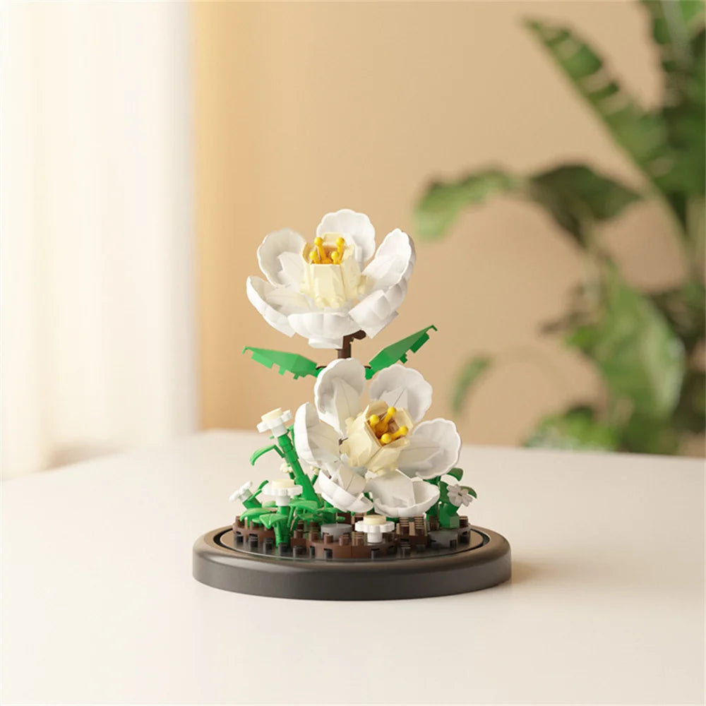 EZ Eternal Flower Bouquet Bonsai Potted Plant Micro Building Blocks Model Home Decoration Toy For Kid Birthday Gift